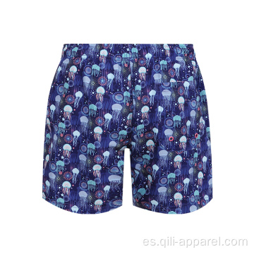 Pantalones cortos de playa con estampado de surf con cordón Trunks Traje de baño para hombre